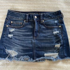 American Eagle Outfitters Denim Ripped Mini Skirt size 0